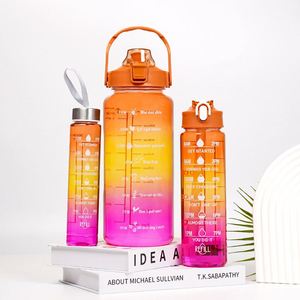 3set Large Capacity Outdoor Fitness Leak-proof Bpa-free Matt Color Gym Jugs Plastic Sports Water <b>Bottle</b> With Time Marker - Product Image 1