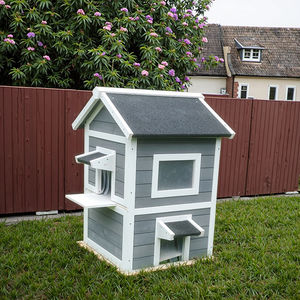 SHUNDA Pet House Pet kafesleri, taşıyıcılar ve evler baskı karton ambalaj ahşap SDCH015 özel kapalı ahşap kedi evi sürdürülebilir - Product Image 3