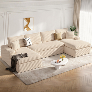 Canapé modulaire convertible écologique en velours, sectionnel carré, sièges profonds, emballé sous vide, design surdimensionné, oreillers inclus pour - Product Image 1