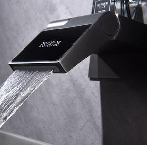 New Design Square Brass <b>Waterfall</b> Sensor Smart Digital Basin Mixer With Temperature Display for Bathroom Bathroom Digital - Product Image 4