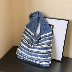 Sacs fourre-tout à rayures grande capacité, sacs à bandoulière de haute qualité pour filles, sacs de plage pour femmes - Product Image 1