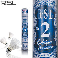 Volants de badminton de compétition RSL Yashilong - Plumes de liège naturel, lot de 12, tête en liège entièrement naturel, garantie d'authenticité