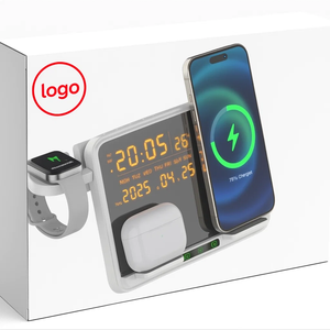 新产品创意 3合1无线充电 15W快速便携式充电器 带夜灯 温度湿度闹钟显示 - Product Image 5