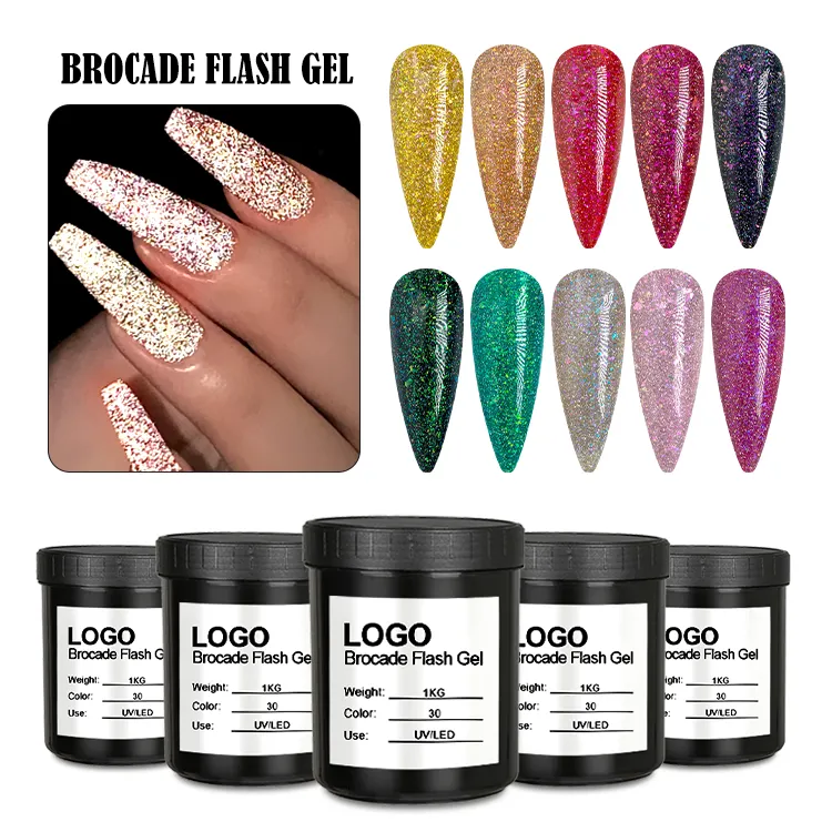 Caixuan broccato Flash Gel OEM/ODM all'ingrosso UV Gel polacco