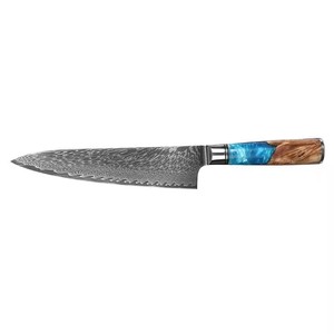 Cuchillos de Cocina Japoneses Afilados KitchenBliss, Cuchillo de <span class=keywords><strong>Chef</strong></span> Profesional de Madera Estabilizada para Cortar Carne, Cuchillo de Lujo Damasco Vg 10 - Product Image 3