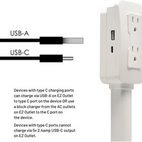 Amerikanische Standard-Sofa-Seitensteckdosenverlängerung mit USB-A/C-Ladeanschlüssen, Nachttisch-Steckdosenleiste
