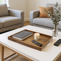 Plateau rectangulaire en bois d'acacia et de noyer, plateau à thé à bulles, plateau à gâteaux, plateau à pain, plateau à petit-déjeuner, plateau à collations, fournitures hôtelières, plateau à thé pour restaurant