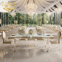 Mesas de Comedor Modernas para Bodas, con Cubierta de Vidrio Espejo, Patas de Acrílico, Ovaladas, para Banquetes, Eventos, Hoteles y Exteriores
