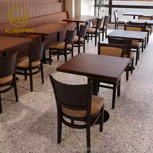 Sillas de <span class=keywords><strong>restaurante</strong></span> sencillas, juego de <span class=keywords><strong>restaurante</strong></span> occidental comercial clásico, mesa de comedor y silla de madera maciza, muebles de <span class=keywords><strong>restaurante</strong></span> de café - Product Image 4