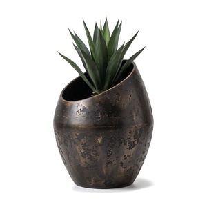 Grand pot à fleurs moderne en fibre de verre, fait main, forme de bouteille irrégulière, vase de sol pour la décoration du jardin - Product Image 1