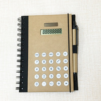 Calculatrice multifonctionnelle créative à 8 chiffres, bloc-notes avec stylo, énergie solaire, couverture en papier kraft, fournitures de bureau, calculatrice