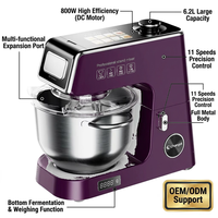 Batteur sur socle professionnel pour boulangerie 6,5 L 800 W avec moteur DC silencieux, écran tactile et balance intégrée pour pâte à levure, pizza, OEM