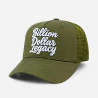 Casquette Trucker en Coton et Maille à 5 Panneaux, Logo Brodé 3D Personnalisé, Couronne Haute, Vert Olive, Fabrication OEM