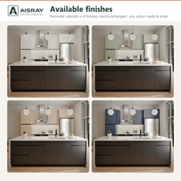 Ensemble de meubles de cuisine sur mesure, portes modernes en PVC thermoformé, conception modulaire, aménagement en îlot et rangement par tiroirs