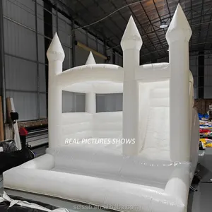 शुद्ध सफेद 13x13 फीट का इन्फ्लैटेबल वेडिंग बाउंसर सफेद ट्रैम्पोलिन जंपिंग बाउंसी महल