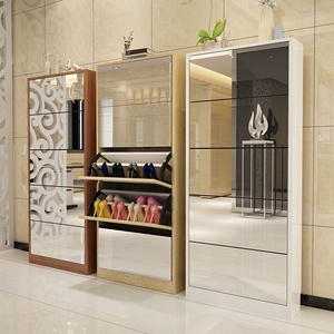 Moderne en bois Ultra-mince gain de place usage domestique armoire à chaussures rabattable tiroir Oblique arche à chaussures - Product Image 2