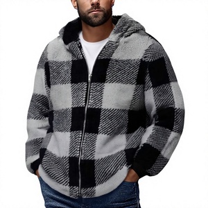 Chaqueta de Franela a Cuadros Personalizada OEM para Hombre, Forro de Sherpa, Poliéster/Algodón 220g, Sudadera con Cremallera Completa, Bolsillos, Abrigo de Invierno, Ropa de Trabajo para Exteriores - Product Image 3