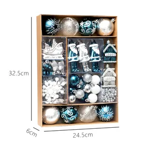 2023 New Arrivals Wholesale Xmas Accessories Blue Plastic Ornaments Custom Christmas Balls For Tree Decorations