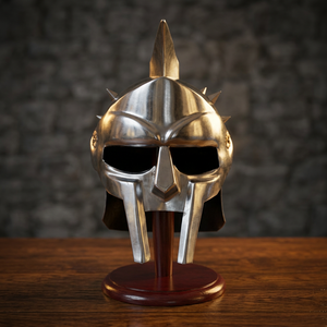 Casco de Gladiador Romano Griego Medieval, Réplica de Película, Casco Espartano Personalizado, Chapado en Plata, Acero Inoxidable - Product Image 4