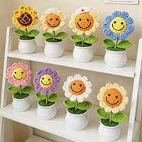 Tournesol en pot en laine crochetée à la main, fleur éternelle artificielle, style minimaliste moderne, pour bureau et maison