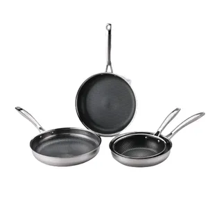 High Quality Non Stick 304 Stainless Steel Deep Frying Pan Large Pot Kitchen Cookware Set