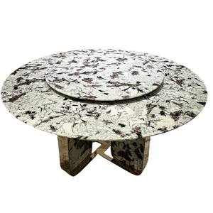 Table à manger ronde en pierre naturelle CC Snow Mountain Flying Fox, style italien luxe léger, pour villa haut de gamme - Product Image 5