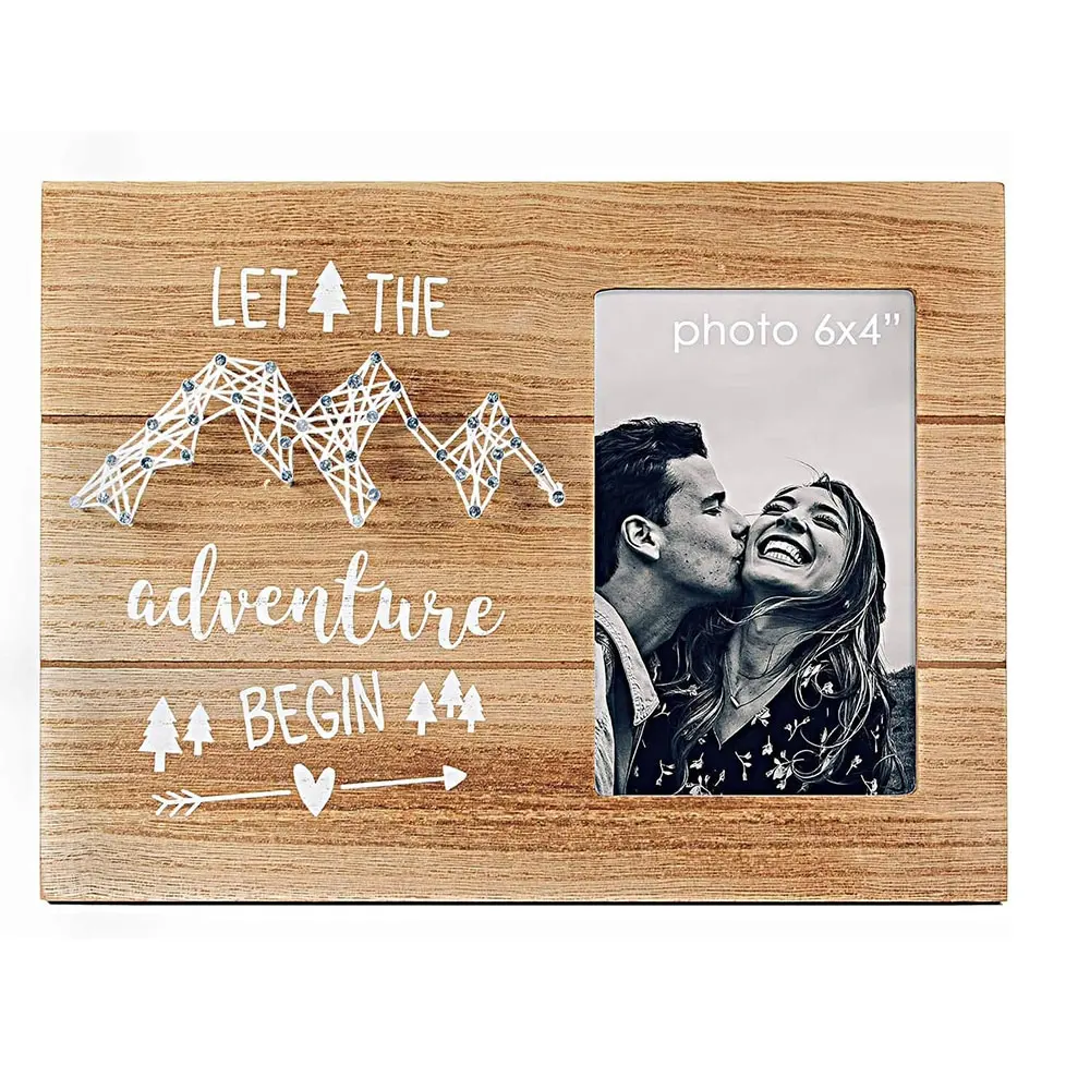 Newest 4x6" Engagement Wedding Gifts for Engaged Couples Boyfriend Girlfriend Romantic Let The Adventure Begin Picture Frame