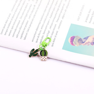 Cute Cartoon Cactus Keychains Zinc Alloy Irregular Shape Plant Flower Pattern Keychain Accessories - Product Image 3