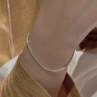 Bracelet minimaliste en argent sterling 925, chaîne en os de serpent, pour femmes
