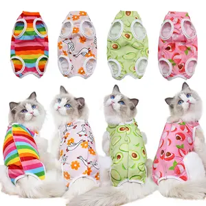 고양이 개를위한 뜨거운 판매 애완 동물 수술 옷 애완 동물 잠옷 세트 새로운 편안한 귀여운 패턴 세관