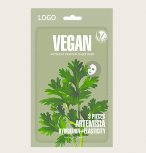 Masque facial en feuille d'artémisia végétalien, apaisant, réparateur, calmant, pour peaux sensibles, sans cruauté, beauté coréenne, ODM OEM - Product Image 2