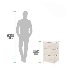 Casa di stoccaggio cassettone torre con 3 cassetti in tessuto rimovibile per camera da letto - Product Image 4
