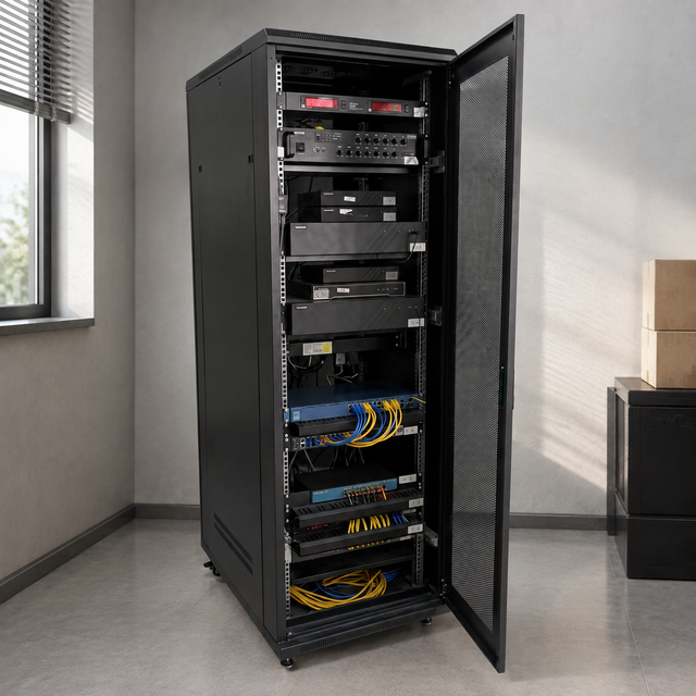 SPCC Steel Server Rack Cabinet 600x1000mm 19 Inch Floor Standing Network Cabinet IP20 with Front and Rear Doors Data Center