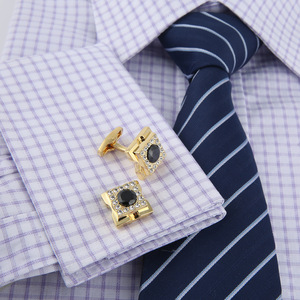 กระดุมข้อมือเสื้อเชิ้ตแก้วหรูหราของผู้ชาย,กระดุมข้อมือประดับพลอยเทียมคริสตัลสีขาวเงาวับ - Product Image 5