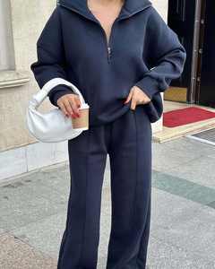 Completo Casual da <span class=keywords><strong>Donna</strong></span> Taglia Europea, <span class=keywords><strong>Felpa</strong></span> con Mezza Zip e Pantaloni Lunghi, Set Due Pezzi Moda Casual, Tuta con Maglione e Pantaloni Larghi - Product Image 5