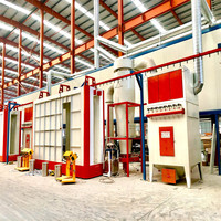 Ligne de production de revêtement en poudre électrostatique avec cabines de pulvérisation, contrôle PLC, substrat en acier, surveillance à distance