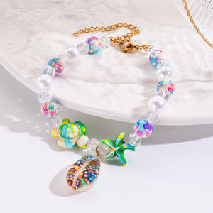 สร้อยข้อมือหินคริสตัลรูปเปลือกหอยตามธรรมชาติแบบใหม่กำไลข้อมือชายหาดฤดูร้อนชายทะเลของขวัญวันหยุดเปลือกหอยหลากสี - Product Image 2