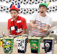 12 boîtes à popcorn en carton imprimées avec un motif de football écologique, personnalisables, pour une soirée cinéma