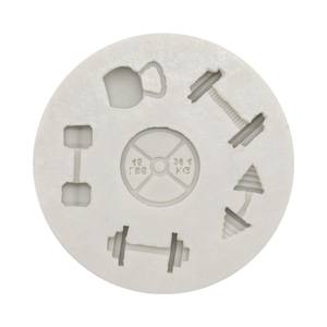 <span class=keywords><strong>Moule</strong></span> en silicone DIY pour décoration de gâteaux et fondants, motif rond 3D de 6 équipements sportifs classiques (haltères, disques, poids à lancer) - Product Image 5