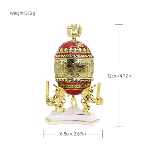 SHINNYGIFTS Huevo Ruso Estilo Fabergé con Mini Tren - Caja Decorativa Coleccionable de Metal Esmaltado - Product Image 6