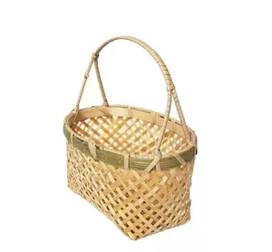 Groothandel Kleine Bamboe Mand Handwoven Handgemaakte Carrier Mand Met Handvat Gift Pack Gemaakt In Vietnam