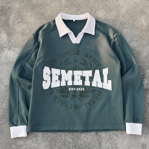 Sudaderas de Lujo con Hombros Caídos, Estilo Urbano, Estampadas, Tipo Polo, Fabricante de Sudaderas Extra Grandes de Felpa Francesa - Product Image 1