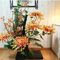 Fleur artificielle en latex de haute qualité, grande chrysanthème blanche et orange à tige unique, fleurs au toucher réel pour la décoration de la maison et des mariages