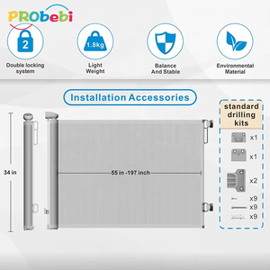 Puerta de Seguridad Retráctil Probebi <span class=keywords><strong>para</strong></span> <span class=keywords><strong>Escaleras</strong></span> y <span class=keywords><strong>Puertas</strong></span>, Fácil de Instalar, de Malla Metálica, <span class=keywords><strong>para</strong></span> Exteriores - Product Image 1