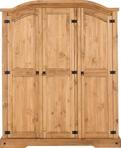 Armario <span class=keywords><strong>de</strong></span> Dormitorio Seconique Corona <span class=keywords><strong>de</strong></span> 3 <span class=keywords><strong>Puertas</strong></span> en <span class=keywords><strong>Pino</strong></span> Encerado Desgastado, Muebles para Dormitorio - Product Image 3
