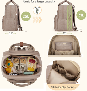 <span class=keywords><strong>Sac</strong></span> à dos à couches personnalisé en tissu Oxford 600D imperméable, extensible, pour voyage, pour <span class=keywords><strong>jumeaux</strong></span>, 2 enfants, avec poche zippée humide/sec pour le change - Product Image 4