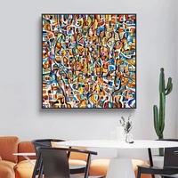 Peinture à l'huile sur toile abstraite moderne colorée faite à la main de grande taille, style Jackson Pollock, pour la décoration du salon à la maison