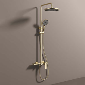 Ensemble de douche mural LEBED LBD-2317 de qualité professionnelle, laiton brut, noir mat électroplaqué, robinet de régulation de pression, sécurité anti-brûlure 5 - Product Image 1