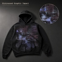 Sweat à capuche noir Original Plum Shadow Grid, pull streetwear violet abstrait pour la vente en gros de vêtements personnalisés