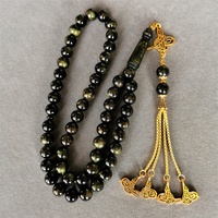 Tasbih pour homme, cadeau de l'Aïd al-Adha, chapelet musulman, pompon jaune, 10 mm, 51 perles de prière, ALLA Misbaha, chapelet islamique